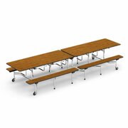 Virco 53.25 in. W, 144 in. L, 29 in. H, Particle Board Top, Medium Oak Top and Bench / Black Edge MTB172912